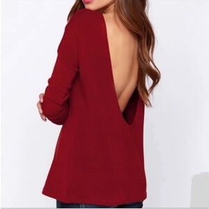 Lulu’s Won’t Back Down Size Medium Burgundy Sweater. Women’s Open Back. NWT